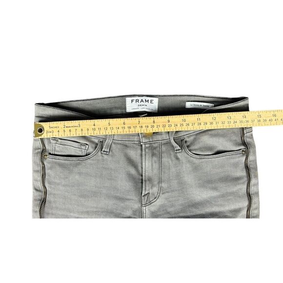 Frame Thatcher Le Skinny de Jeanne Size 27 Zipper Trimmed Gray Wash Jeans Ankle - Picture 10 of 12